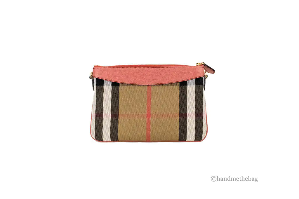 Burberry Peyton House Check Derby Cinnamon Red Leather Pouch