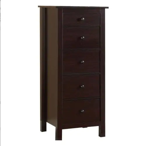 Transitional Espresso Compact Design 5-Drawer Chest Bedroom Small Living Space Chest Of Drawers