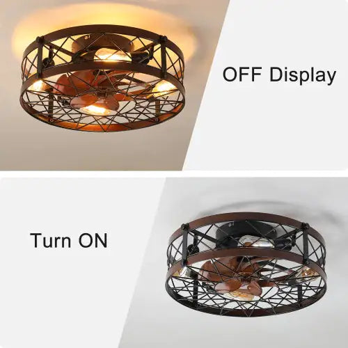 Cage Ceiling Fan With Light, Black, Recessed Ceiling Fan Light, Farmhouse Small Ceiling Fan With Light Fixture, Bedroom Reversible Fan - E26 Bulb Included -Unavailable Platform - Amazon - Temu