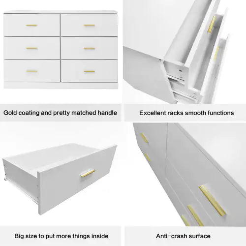 Modern White 6-drawer Bedroom Dressing Table