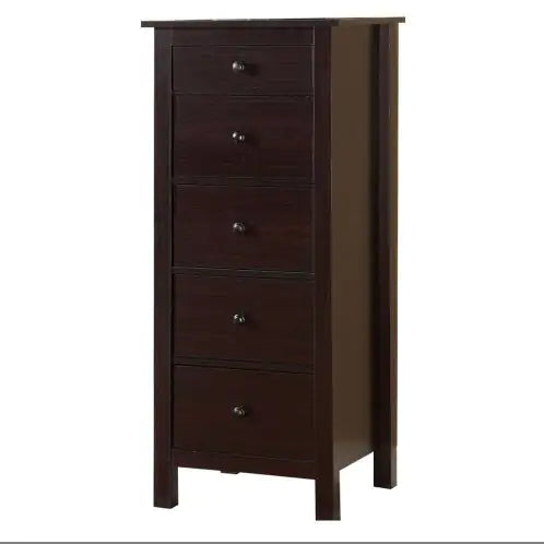 Transitional Espresso Compact Design 5-Drawer Chest Bedroom Small Living Space Chest Of Drawers