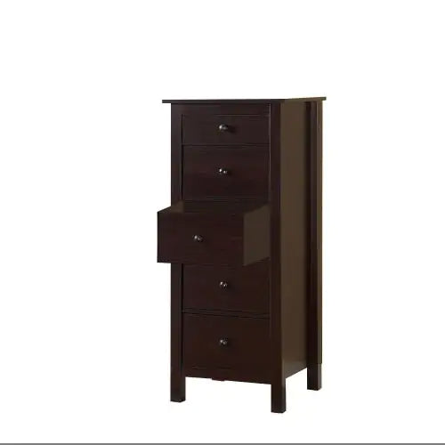 Transitional Espresso Compact Design 5-Drawer Chest Bedroom Small Living Space Chest Of Drawers