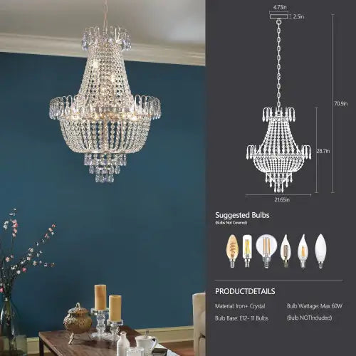 Golden Crystal Chandelier, Large Modern Luxury Chandelier, Suitable For Living Room, Dining Room, Bedroom, Hallway - No Bulb Unusable Platform - Temu