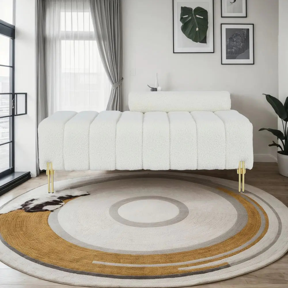 Beige Teddy Bench For Bedroom