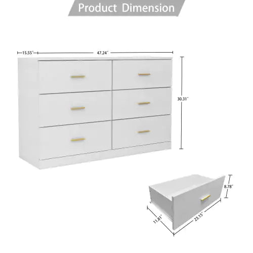 Modern White 6-drawer Bedroom Dressing Table