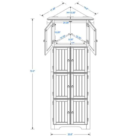 High Storage Cabinet With Door And 4 Shelves For Living Room, Kitchen, Office, Bedroom, Bathroom, Modern, Black