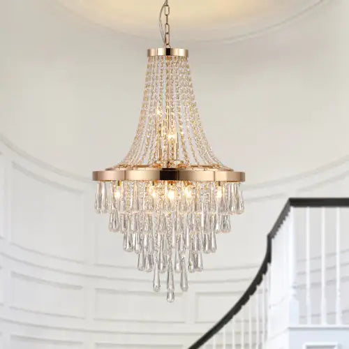 Golden Crystal Chandelier, Large Modern Luxury Chandelier For Living Room, Dining Room, Bedroom, Hallway - Bulb Not Included Unavailable Platforms- Temu