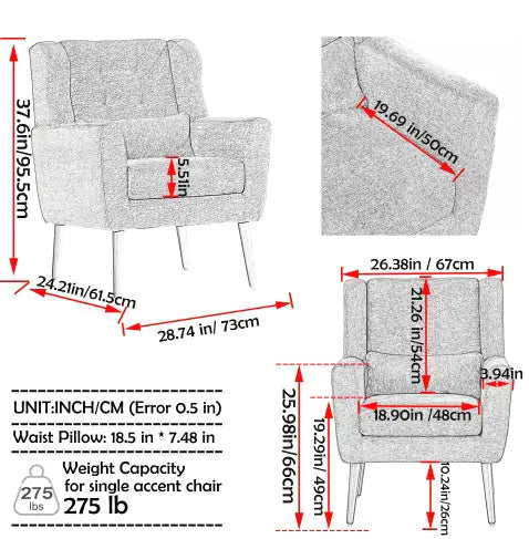 Modern Upholstered Chairs Living Room, Bedroom, Armchair