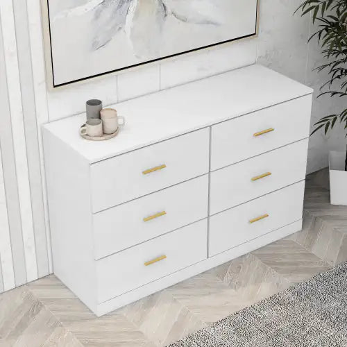 Modern White 6-drawer Bedroom Dressing Table