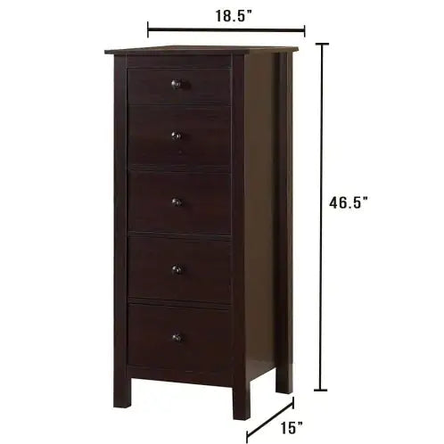 Transitional Espresso Compact Design 5-Drawer Chest Bedroom Small Living Space Chest Of Drawers