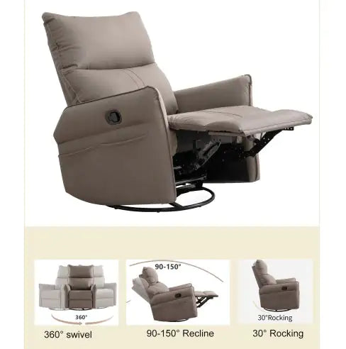 Modern Small Swing Swivel Recliner Bedroom Chair