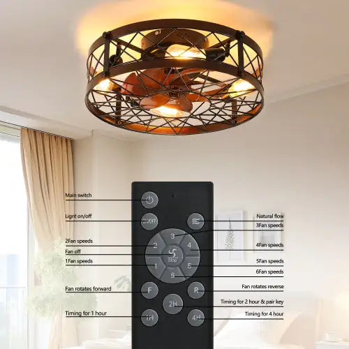 Cage Ceiling Fan With Light, Black, Recessed Ceiling Fan Light, Farmhouse Small Ceiling Fan With Light Fixture, Bedroom Reversible Fan - E26 Bulb Included -Unavailable Platform - Amazon - Temu