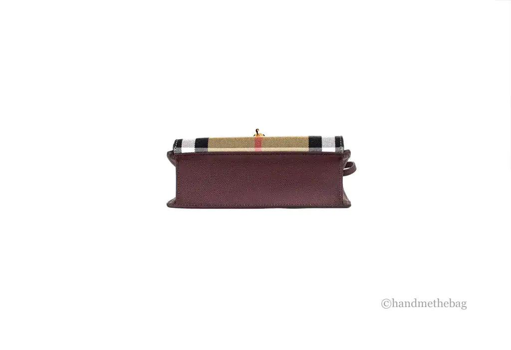 Burberry Macken Small Mahogany House Check Derby Leather Crossbody