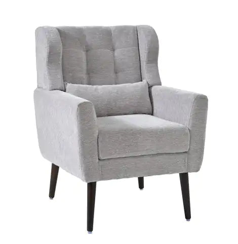 Comfortable Upholstered Lounge Chair, Small Space, Bedroom, With Pillows, Solid Wood Legs