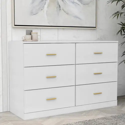 Modern White 6-drawer Bedroom Dressing Table